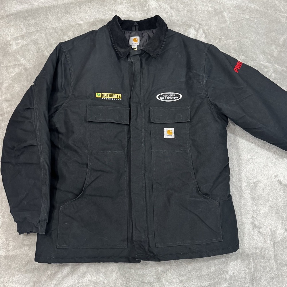 Carhartt Jacket Mens 2XL Tall C003 BLK Black Canvas Coat Arctic Quilted Corduroy